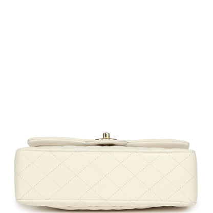 Chanel Small Classic Double Flap Bag Off White Shiny Caviar Light Gold Hardware