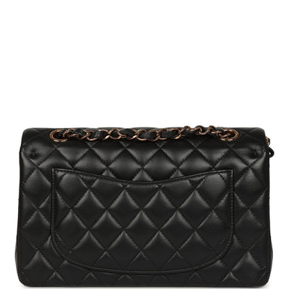 Chanel Small Classic Double Flap Bag Black Lambskin Rose Gold Hardware