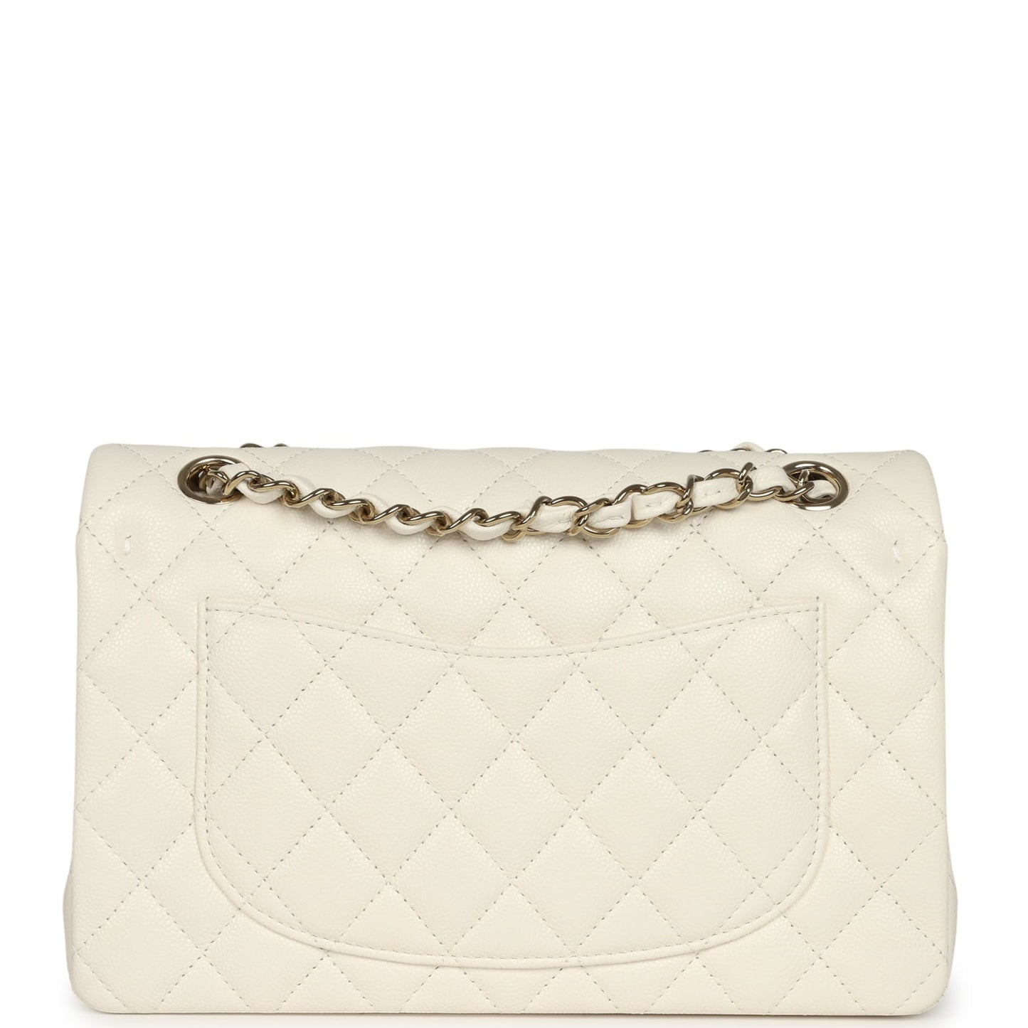 Chanel Small Classic Double Flap Bag White Shiny Caviar Light Gold Hardware