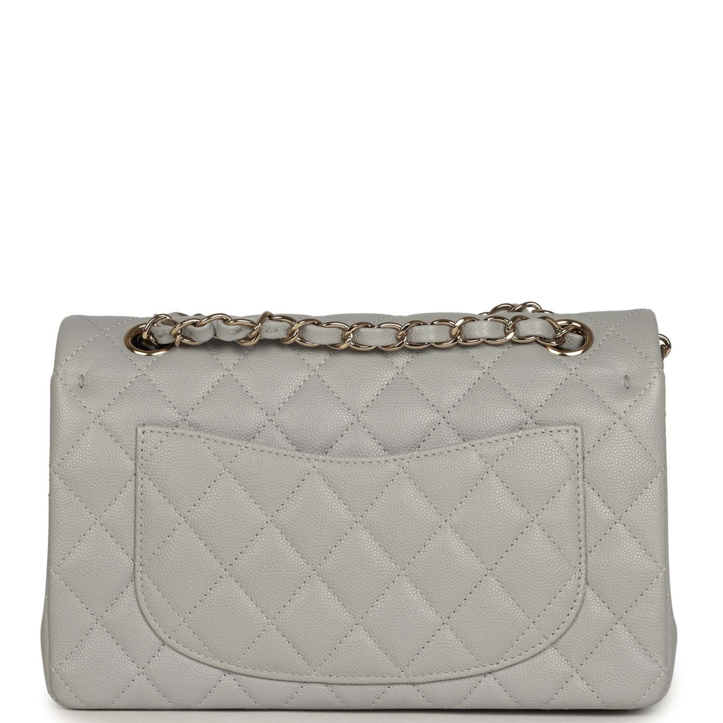 Chanel Small Classic Double Flap Bag Light Grey Caviar Light Gold Hardware