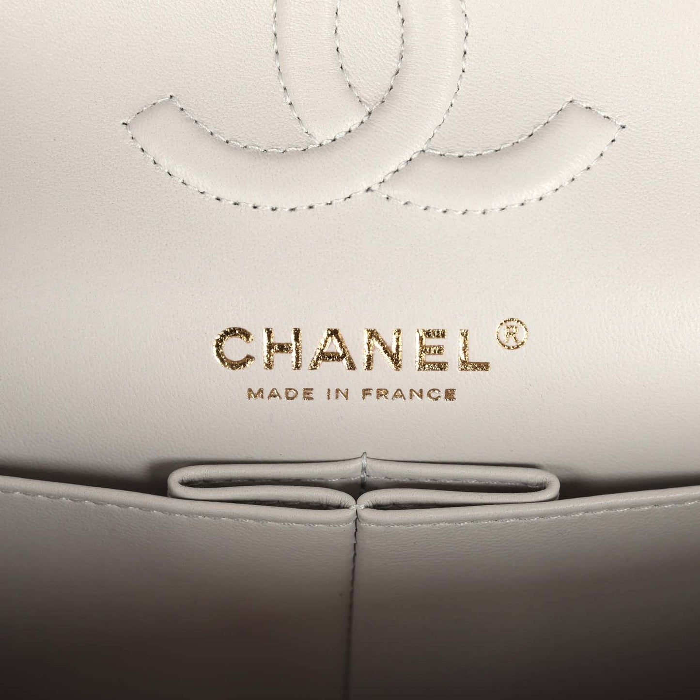 Chanel Small Classic Double Flap Bag Light Grey Caviar Light Gold Hardware