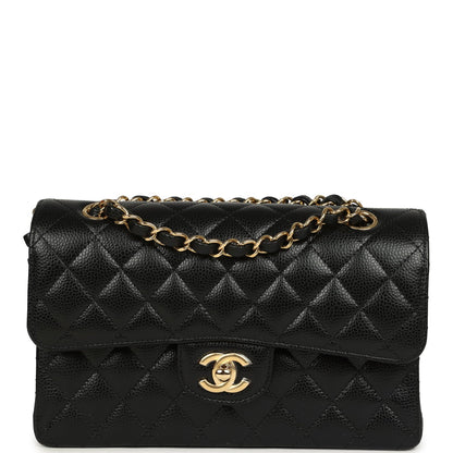 Chanel Small Classic Double Flap Bag Black Caviar Gold Hardware