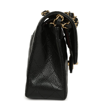 Chanel Small Classic Double Flap Bag Black Caviar Gold Hardware