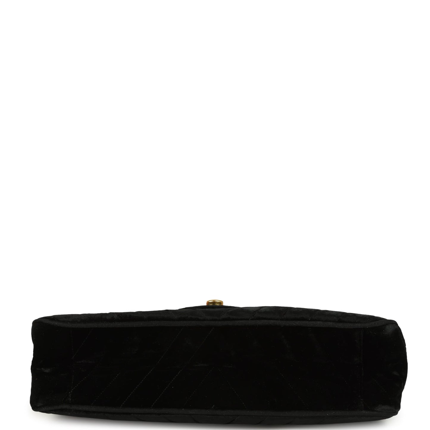 Vintage Chanel XL Classic Chevron Single Flap Bag Black Velvet Gold Hardware