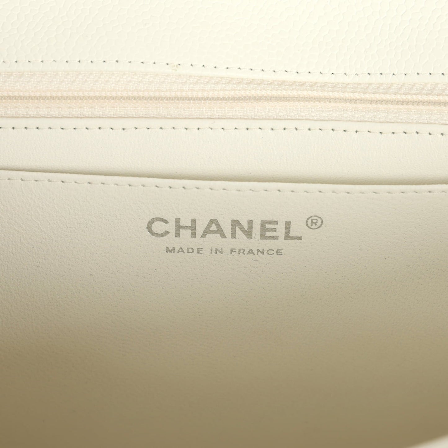 Vintage Chanel Classic Jumbo Single Flap Bag White Caviar Silver Hardware