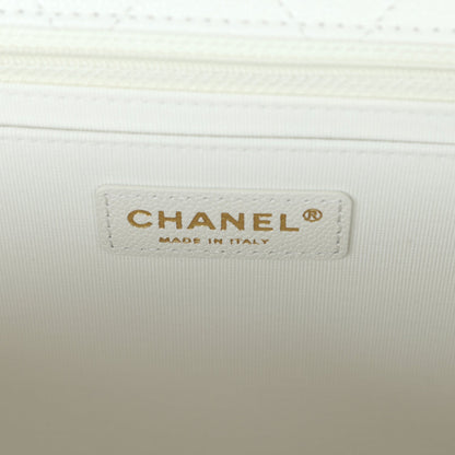 Chanel XXL Classic Single Flap Bag White Shiny Caviar Light Gold Hardware