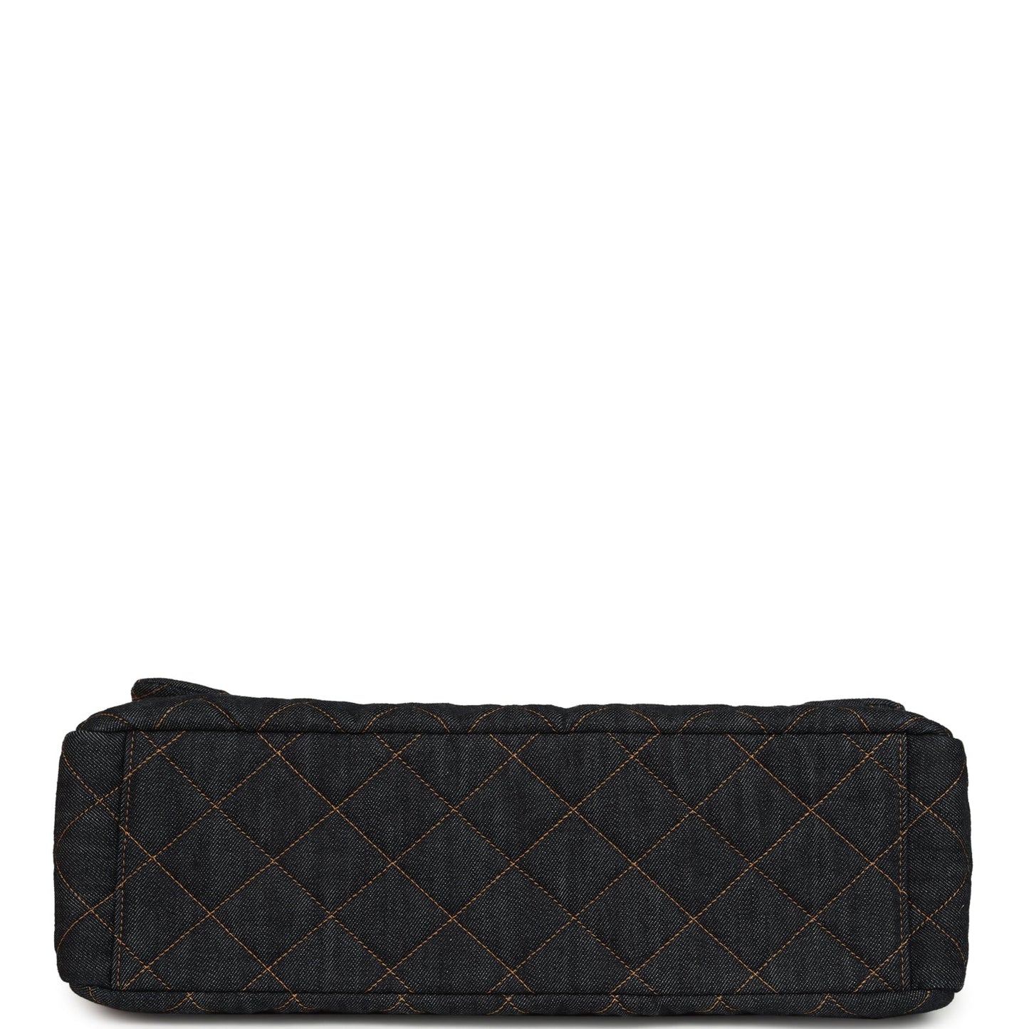 Chanel XXL Classic Single Travel Flap Bag Dark Blue Denim Brushed Gold Hardware