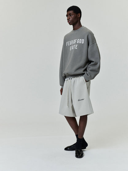 Fear of God Essentials 90s Fit Fleece Crewneck - Satin Twill Logo