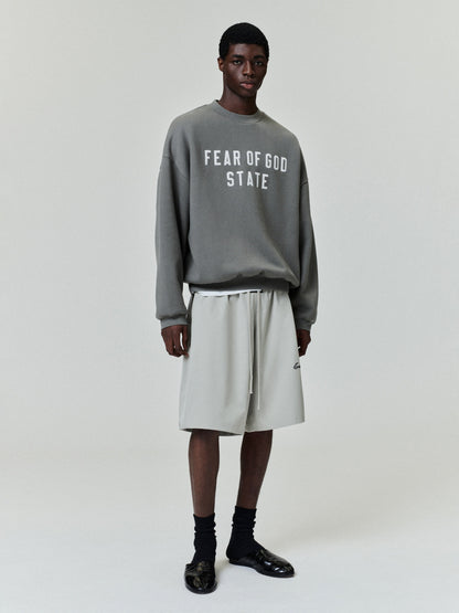 Fear of God Essentials 90s Fit Fleece Crewneck - Satin Twill Logo