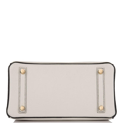 Birkin 25 Gris Perle and Black Chèvre Brushed Gold Hardware
