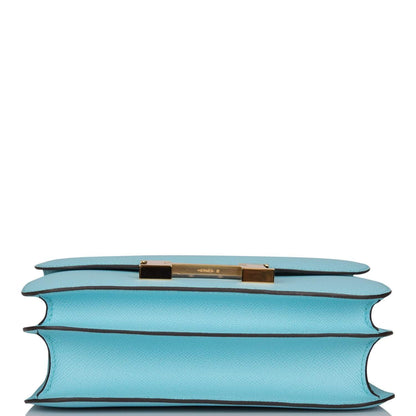 Hermes Bleu Atoll Epsom Constance 24cm Gold Hardware