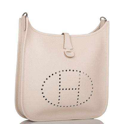 Hermes Craie Clemence Evelyne III PM Bag Palladium Hardware
