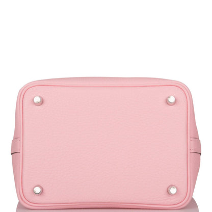 Hermes Rose Sakura Clemence Picotin Lock 18cm Palladium Hardware