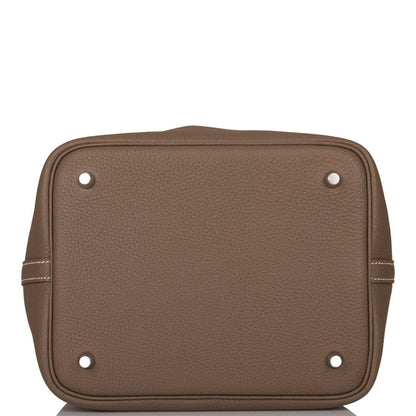 Hermes Etoupe Clemence Picotin Lock 22cm Palladium Hardware