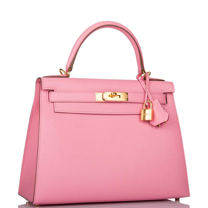 Hermes Horseshoe Stamp HSS Rose Confetti Verso Epsom Sellier Kelly 28cm Gold Hardware