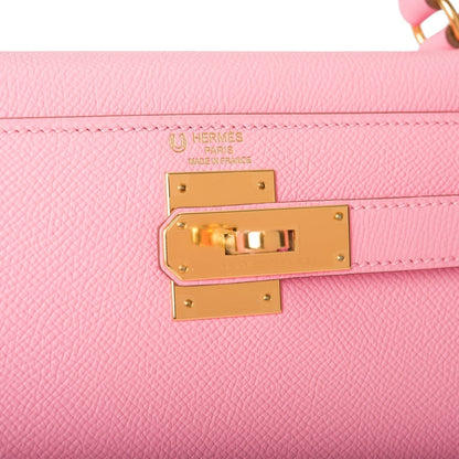 Hermes Horseshoe Stamp HSS Rose Confetti Verso Epsom Sellier Kelly 28cm Gold Hardware