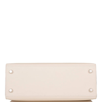 Hermes Kelly 25cm Epsom Sellier Tri-Color Nata, Jaune Poussin and Sesame Palladium Hardware