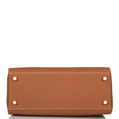 Hermes Gold Togo Retourne Kelly 25cm Gold Hardware