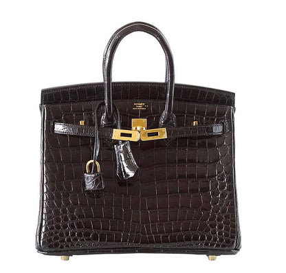 Hermès Birkin 25 Black Crocodile Bag GHW