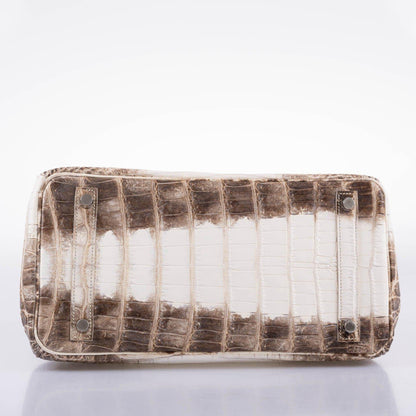Hermes Birkin 30 Matte Himalayan Niloticus Crocodile Palladium Hardware 2010 N Square