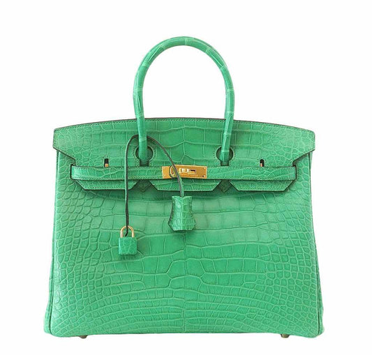 Hermes Birkin 35 Cactus Matte Alligator Gold Hardware
