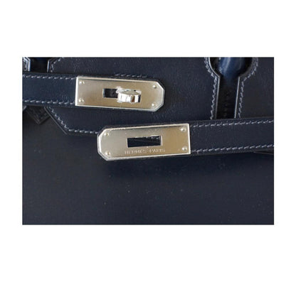 Hermes Birkin 35 Bleu Marine Box Leather Palladium Hardware