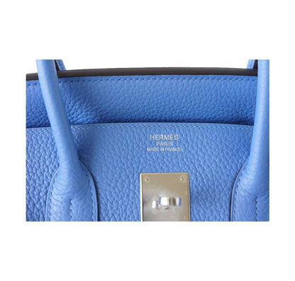 Hermes Birkin 35 Bleu Paradis Clemence Leather Palladium Hardware
