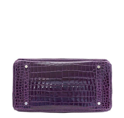 Hermes Birkin 35 Amethyst Porosus Crocodile Leather Palladium Hardware
