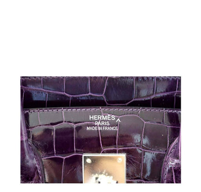 Hermes Birkin 35 Amethyst Porosus Crocodile Leather Palladium Hardware
