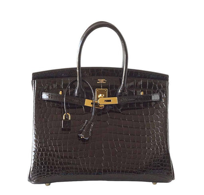 Hermès Birkin 35 Crocodile Bag Black GHW