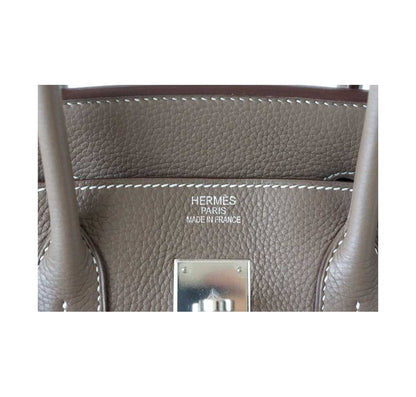 Hermes Birkin 35 Etoupe Clemence Leather Palladium Hardware