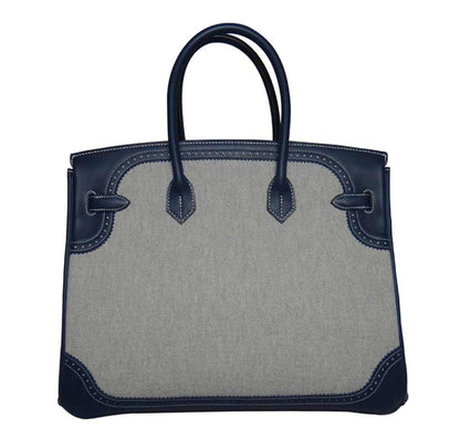 Hermès Birkin Ghillies 35 Bag Blue Toile