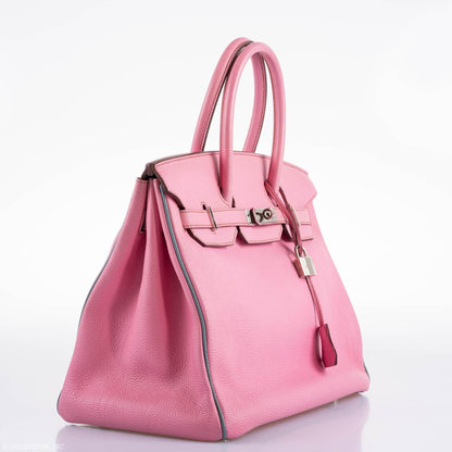 Hermes Birkin 35 HSS Bubblegum Pink & Celeste Togo Leather Palladium Hardware