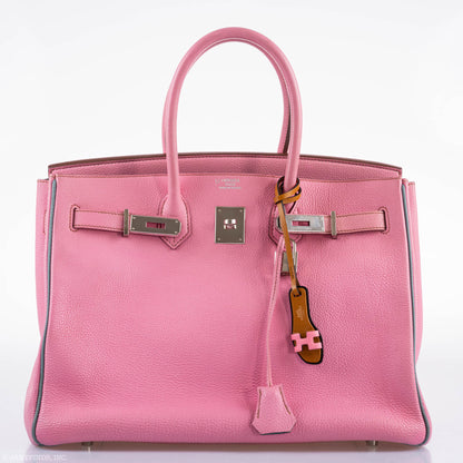 Hermes Birkin 35 HSS Bubblegum Pink & Celeste Togo Leather Palladium Hardware
