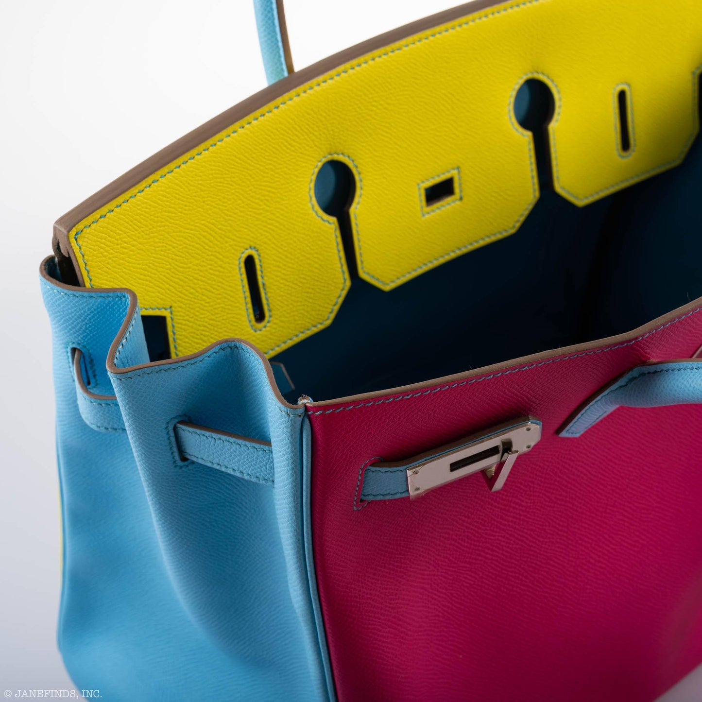 Hermes Birkin 35 HSS Rose Tyrien Blue Celeste Lime Epsom Palladium Hardware 2011 O
