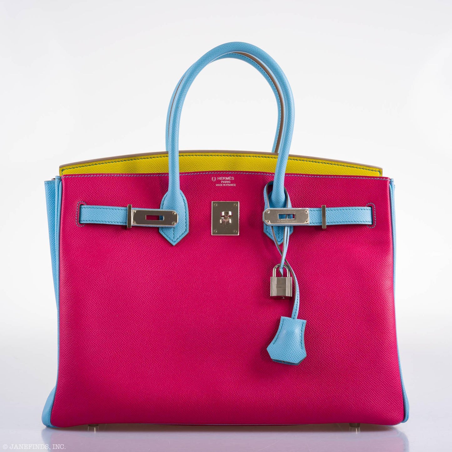 Hermes Birkin 35 HSS Rose Tyrien Blue Celeste Lime Epsom Palladium Hardware 2011 O