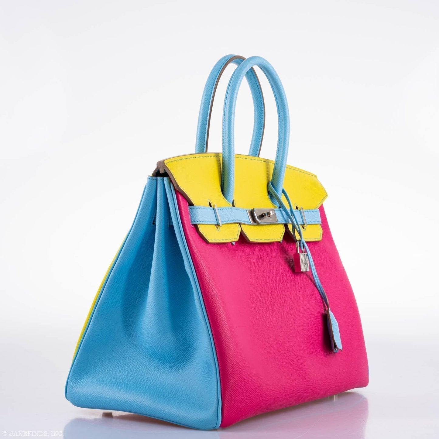 Hermes Birkin 35 HSS Rose Tyrien Blue Celeste Lime Epsom Palladium Hardware 2011 O