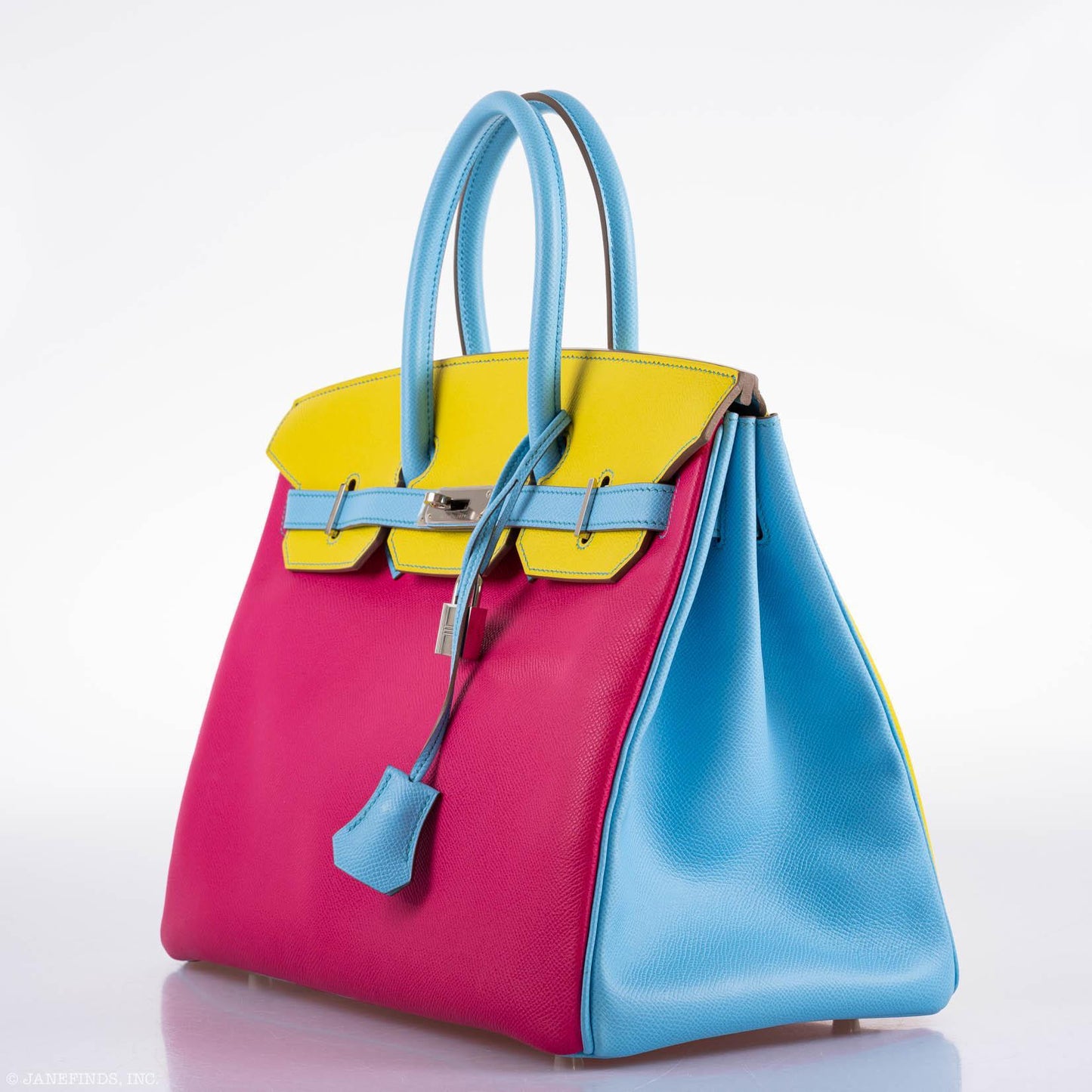Hermes Birkin 35 HSS Rose Tyrien Blue Celeste Lime Epsom Palladium Hardware 2011 O