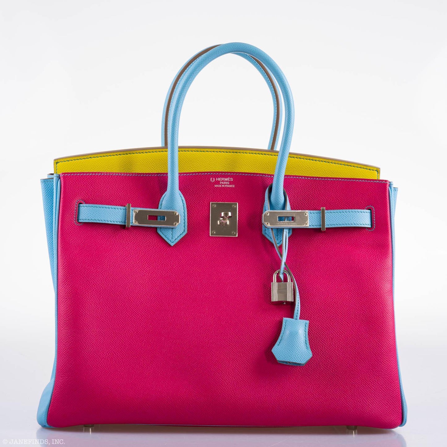 Hermes Birkin 35 HSS Rose Tyrien Blue Celeste Lime Epsom Palladium Hardware 2011 O