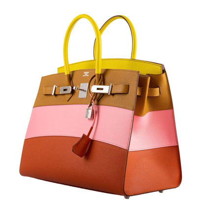 Hermes Birkin 35 Sellier "Sunrise" Rainbow Epsom Palladium Hardware - 2020, Y
