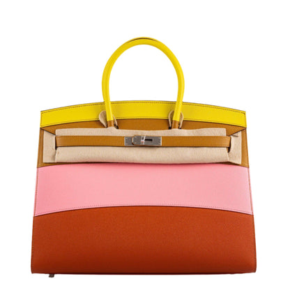 Hermes Birkin 35 Sellier "Sunrise" Rainbow Epsom Palladium Hardware - 2020, Y