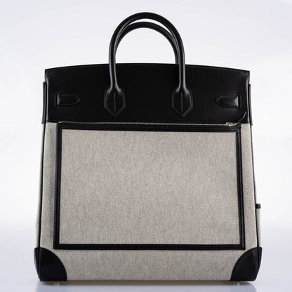 Hermes Cargo HAC Birkin 40 Black Box Toile Palladium Hardware 2021 Z