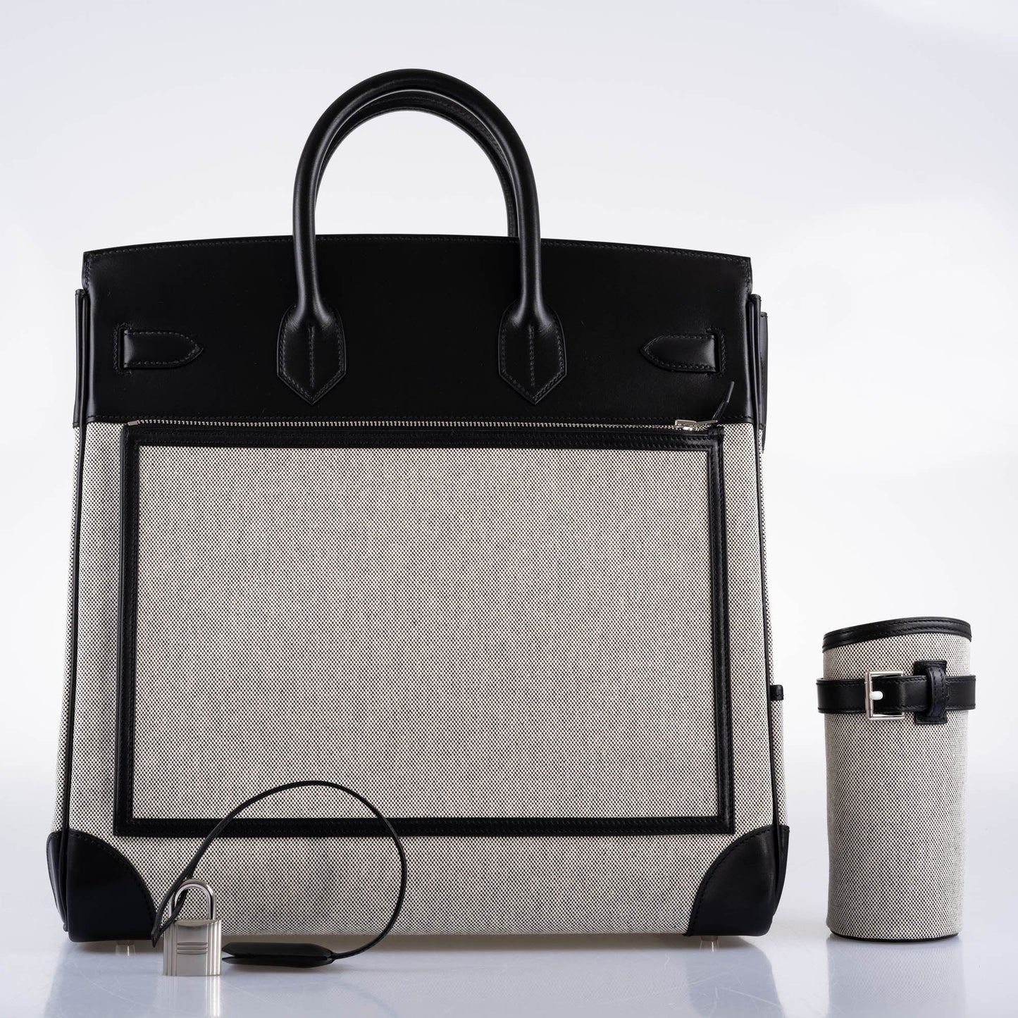 Hermes Cargo HAC Birkin 40 Black Box Toile Palladium Hardware 2021 Z