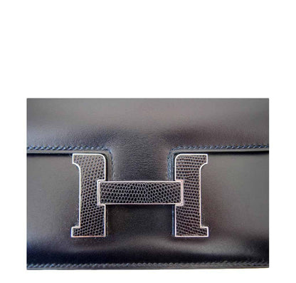 Hermes Constance Mini 18 Black Box Leather Lizard Palladium Hardware
