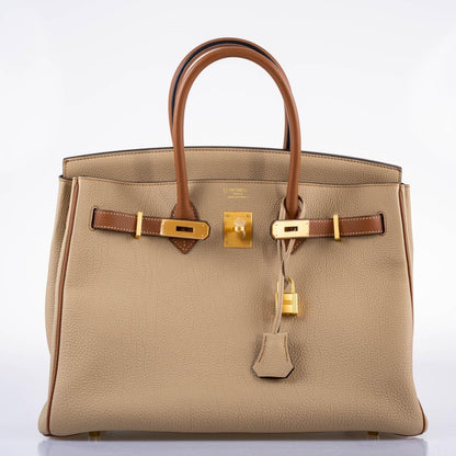 Hermes HSS Birkin 35 Trench & Gold Togo with Brushed Gold Hardware