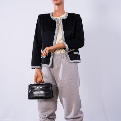 Hermes Kelly Pochette Black Matte Niloticus Crocodile