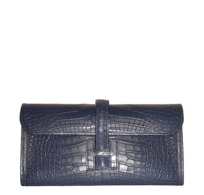 Hermes Jige 29 Clutch Bag Blue Alligator