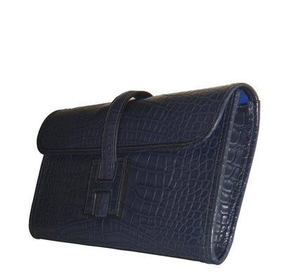 Hermes Jige 29 Clutch Bag Blue Alligator