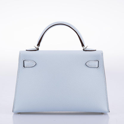 Hermes Kelly 20 Mini II Bleu Brume Hydra Epsom Palladium Hardware