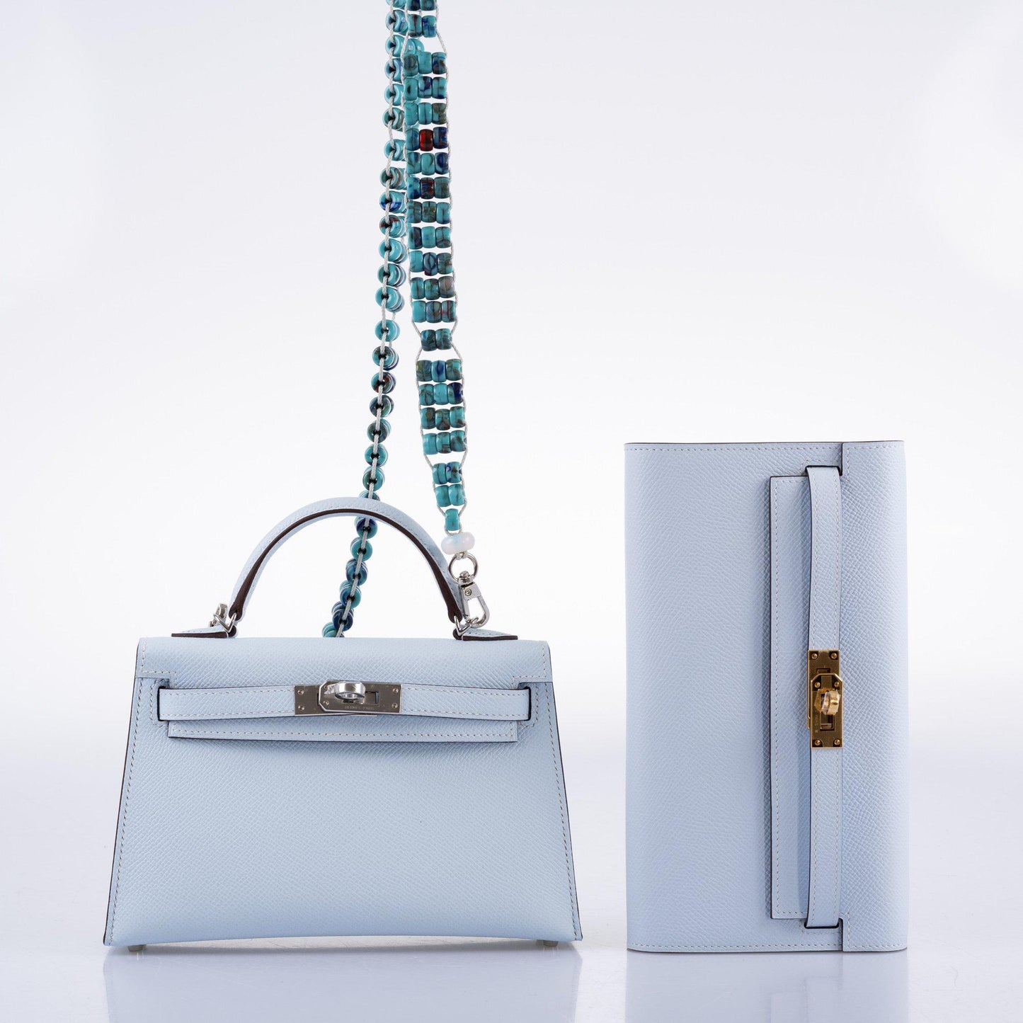 Hermes Kelly 20 Mini II Bleu Brume Hydra Epsom Palladium Hardware
